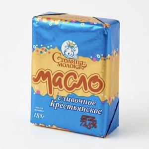 Масло сливочное «Крестьянское» Столица молока 72,5 %, 180г